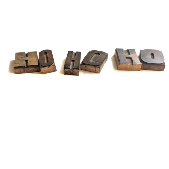 Vintage letterpress block letters “HO HO HO” Holiday decor - Picture 3 of 3